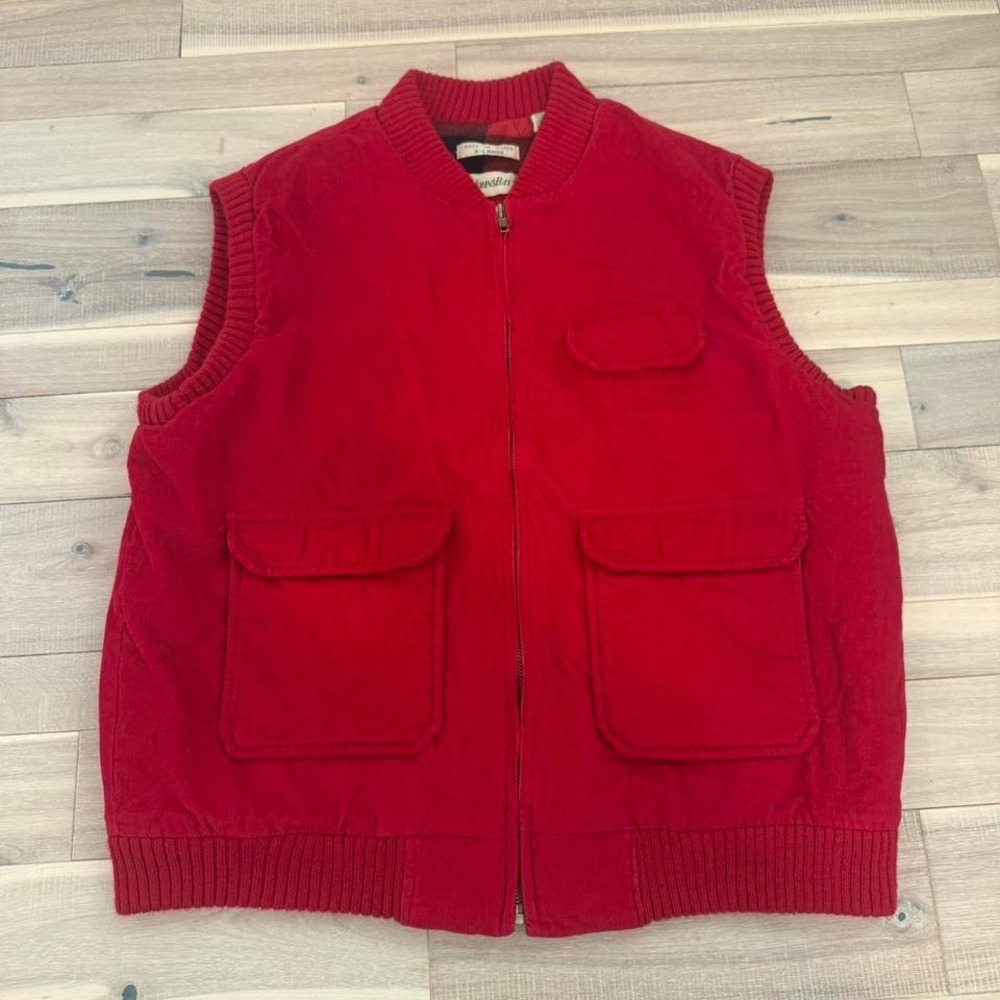 St. John's Bay Red corduroy vest with pockets and zipper, Size XL #cords #gilet - Picture 1 of 7